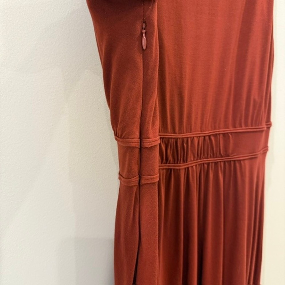 Boden Elina Jersey Ruched Midi Dress Rust Terracotta Empire Waist | Size US 6 - Picture 12 of 16